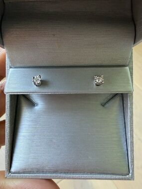Classic Sterling Silver diamond Stud Earrings - Elegant White Sparkle